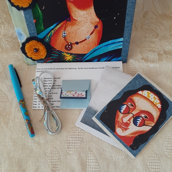 Mona Lisa Hippie Journal Handmade One of a Kind - Picture 2 of 7